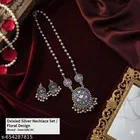 Samridhi Flower Printed Necklace set oxidised silver jewellery set