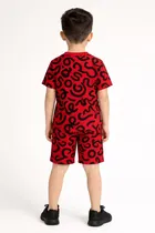 Cotton Geometric Print Clothing Set for Boys, Red 