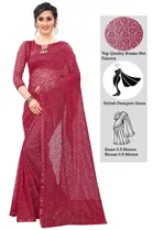 Net Solid Saree for Women 