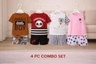 Hosiery Cotton Printed Clothing Set for Kids, Multicolor, Pack of 4 