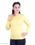 Acrylic Solid Sweater for Women (Yellow, M)