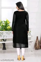 Georgette kurti for Women,  Black  