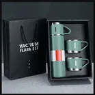 Stainless Steel Vacuum Flask Set with 2 Steel Cups 
