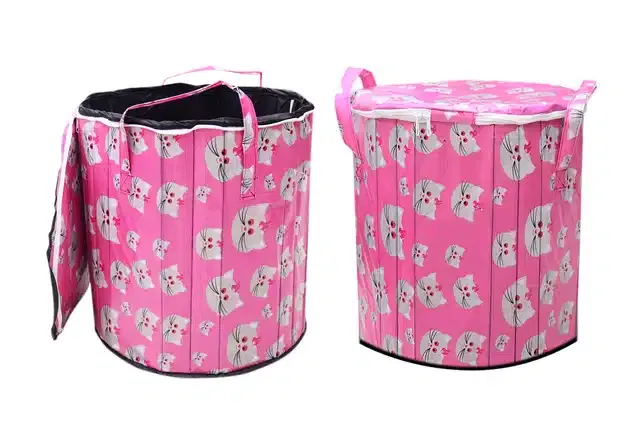 PVC Printed Round Laundry Bag (Multicolor, 30 L)