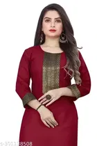 Stylish Cotton Blend Lace Printed Kurti For women 