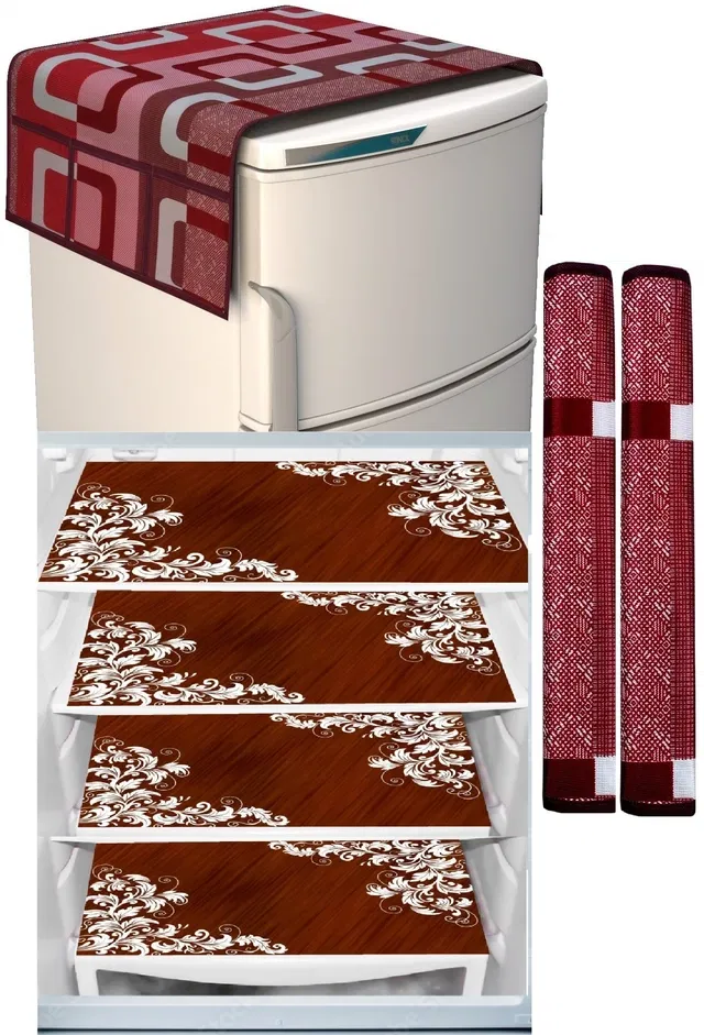 Knit 7 Pcs Fridge Cover Set (Multicolor, Set of 1)