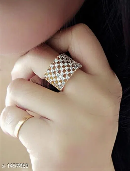 Designer Finger Ring for Women (Silver, Free Size)