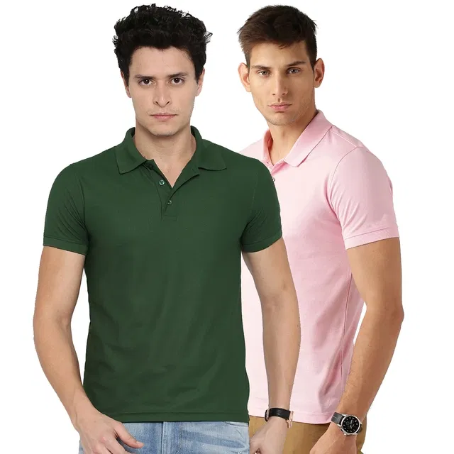 Polo Tshirts for Men, Pack of 2 (Multicolor, XXL)