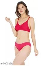 Cotton Blend Solid Lingerie Set for Women 