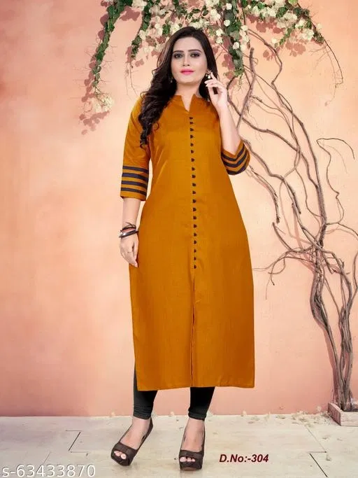 Solid Rayon Kurti for Women (Mustard, 5XL)