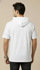 Polyester Printed T-shirt for Men, White 