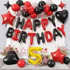 5th Happy Birthday Balloon Decoration Kit ,Red & Black ,Set Of 1