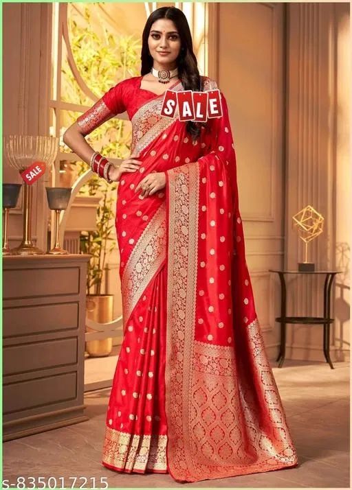 Zari Woven Kanjeevaram Saree for Women (Red, Free Size)