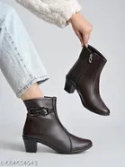 Shoetopia Synthetic Heeled Boots Brown 