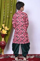 Cotton Blend Printed Kurta with Dhoti for Boys, Multicolor 