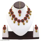 Alloy Necklace with Earrings & Maangtika 
