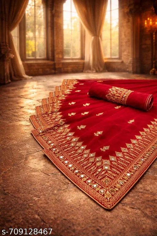 Vibrant Saree for Women (Red, Free Size)