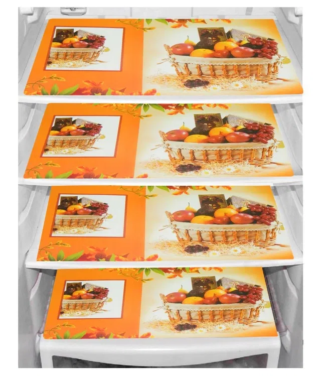 PVC Fridge Mat (Multicolor, Pack of 4)