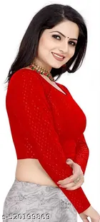 Lycra Ready Made Blouse for Women, Red 