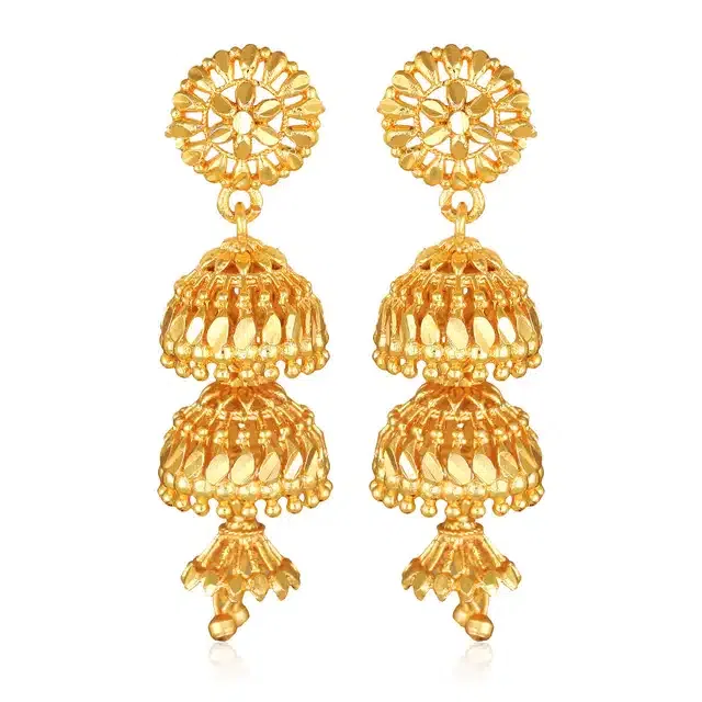 Oxidised Gold Plated Earrings for Women & Girls (Gold, Set of 1)
