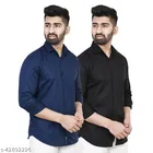 Cotton Blend Solid Shirt for Men, Multicolor, Pack of 2 
