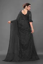 Net Solid Saree for Women 