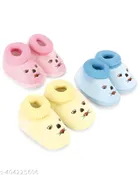 Cotton Booties for Infants (Multicolor, 3-6 Months)