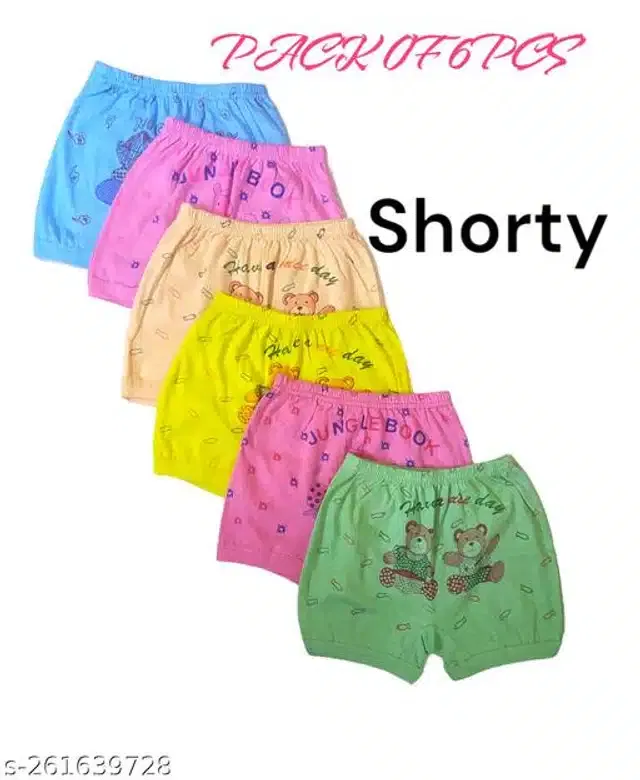 Cotton Innerwear Shorts for Kids (Multicolor, 6-9 Months) (Pack of 6)