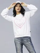 Women's Heart Printed Peasant Sleeves Sweatshirt 