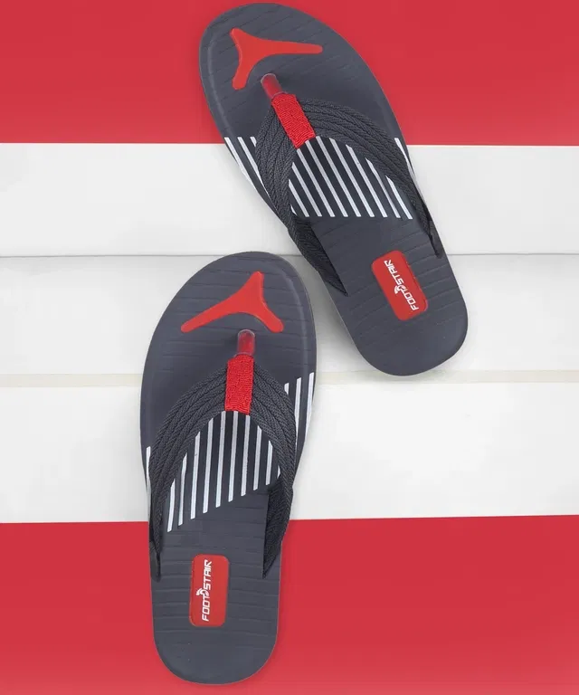 Slippers for Men (Red & Black, 7)