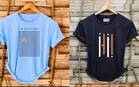 Polyester Round Neck T-Shirt for Men (Multicolor, M) (Pack of 2)