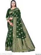 Silk Woven Design Saree for Women, Bottle Green 