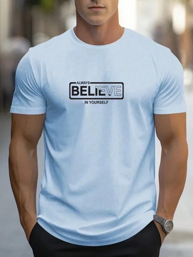 Printed T-shirt for Men (White, L)
