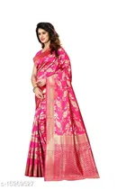 Litchi Silk Zari Woven Saree for Women, Pink 