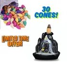 Poly Resin Shiva Murti Showpiece with 30 Pcs Backflow Smoke Cones (Black, Set of 1)