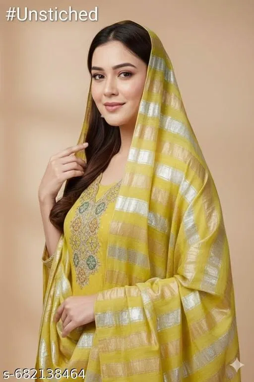 Silk Blend Punjabi/All Over Suits for Women (Multicolor, 6.45 meter (XL)