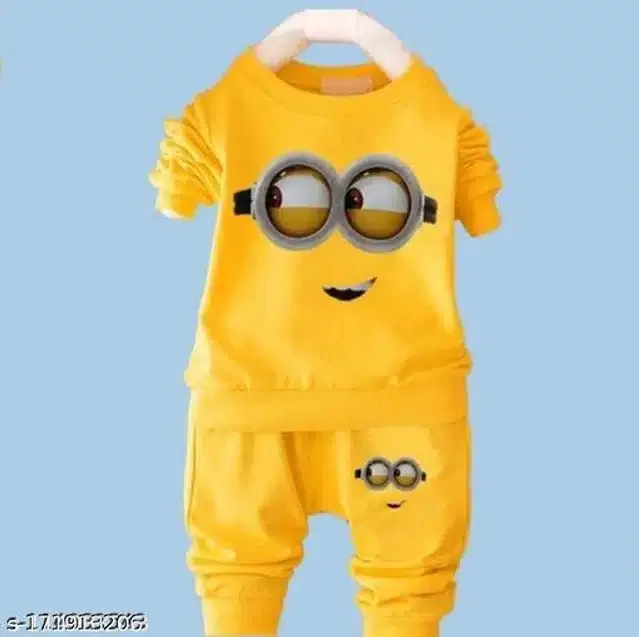 Hosiery Cotton Full Sleeves T-Shirt with Pant Clothing Set for Kids (Yellow, 9-12 Months)