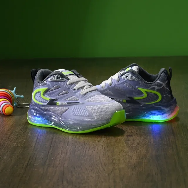 Lightning Sports Shoes for Kids (Grey & Green, 10 C)