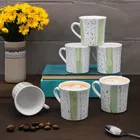 6 Pcs Ceramic Tea & Coffee Cup Set - Green Luster