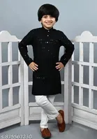 Sequin-Embellished Cotton Kurta Set for Boys 