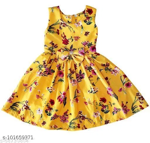 Cute Party Dress for Girls (Yellow, 11-12 Years)