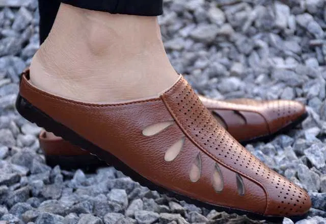 Moccasin Mules for Men (Brown, 10) (KE-25)