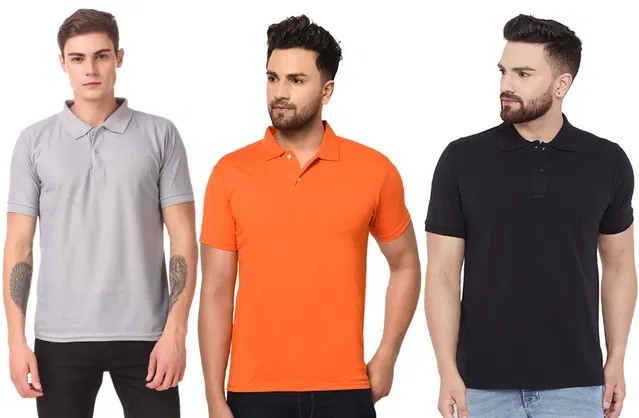Polo T-shirts for Men, Pack of 3 (Multicolor, XL)