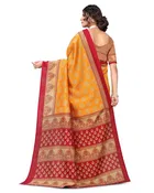 Art Silk Printed Saree for Women, Mustard 
