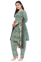 Cotton Blend Floral Kurti with Pant & Dupatta for Women 