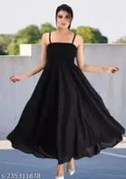 Satin Dress for Women (Black, XL)