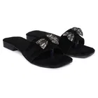 Zakozee Velvet Flats for Women (Black, 5)