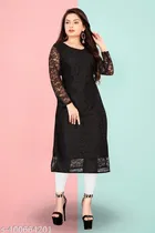Net Kurti for Women,  Black  
