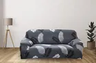 Homwatica 3 Seater Grey White Leaves Printed Elastic Sofa Cover 180X230Cm Pack Of 1