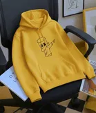 Fleece Printed Hoodie for Men, YELLOW 